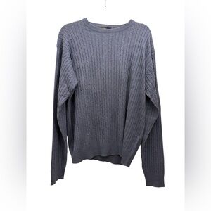 Men's‎ Folio Blue Silk and Cashmere Cable Knit Sweater Large